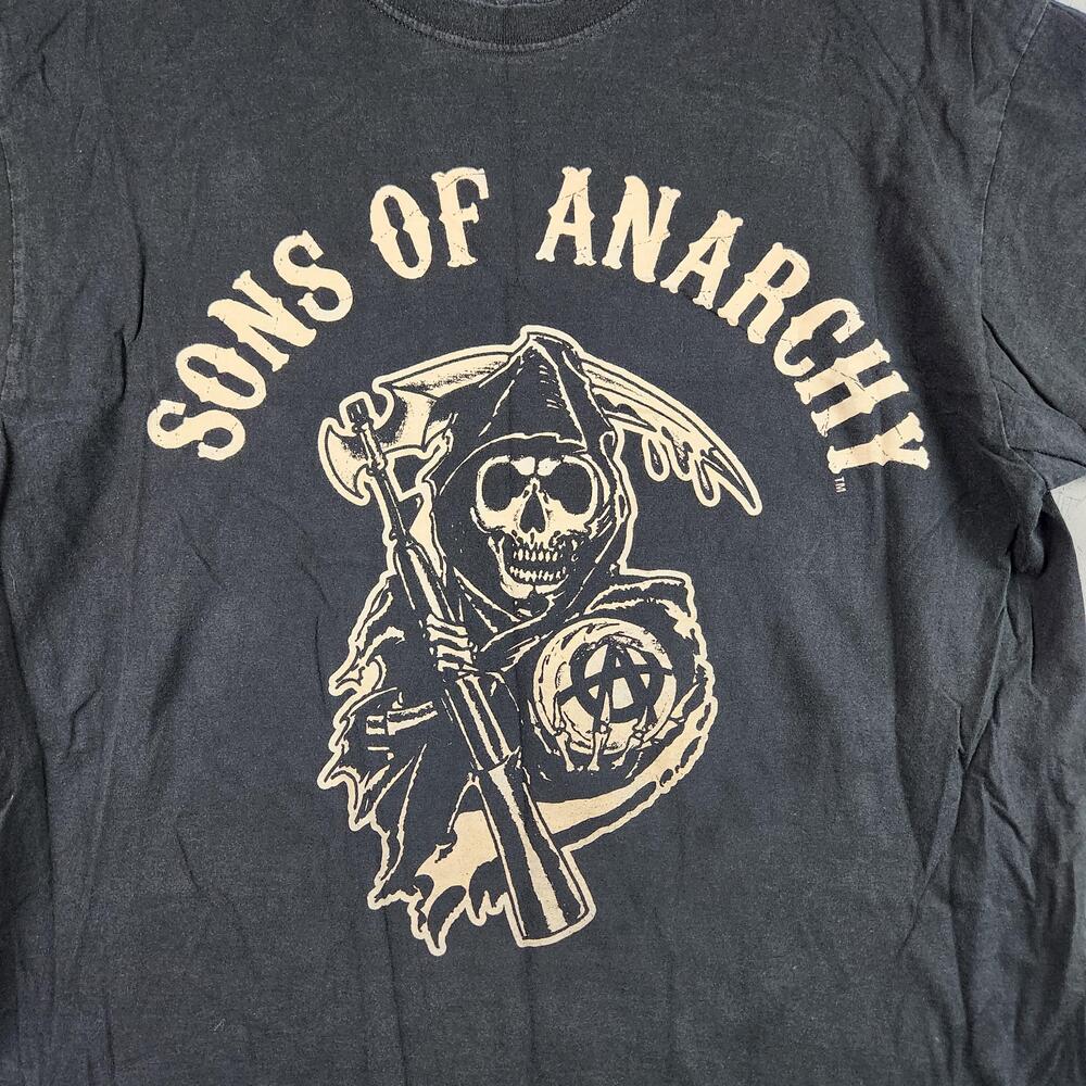 Sons Of Anarchy Shirt Mens XL Black Grim Reaper Skull Biker Graphic Tee TV Show